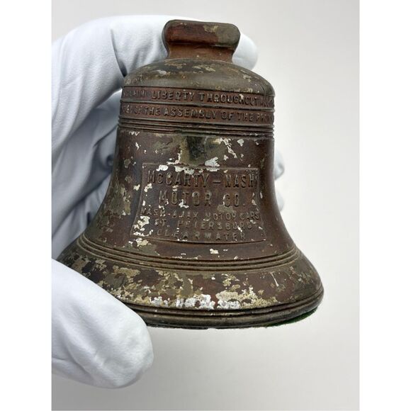 Antique McCarty Nash Motor Co. AJAX Cars Advertising Liberty Bell Paperweight DL - Picture 3 of 7